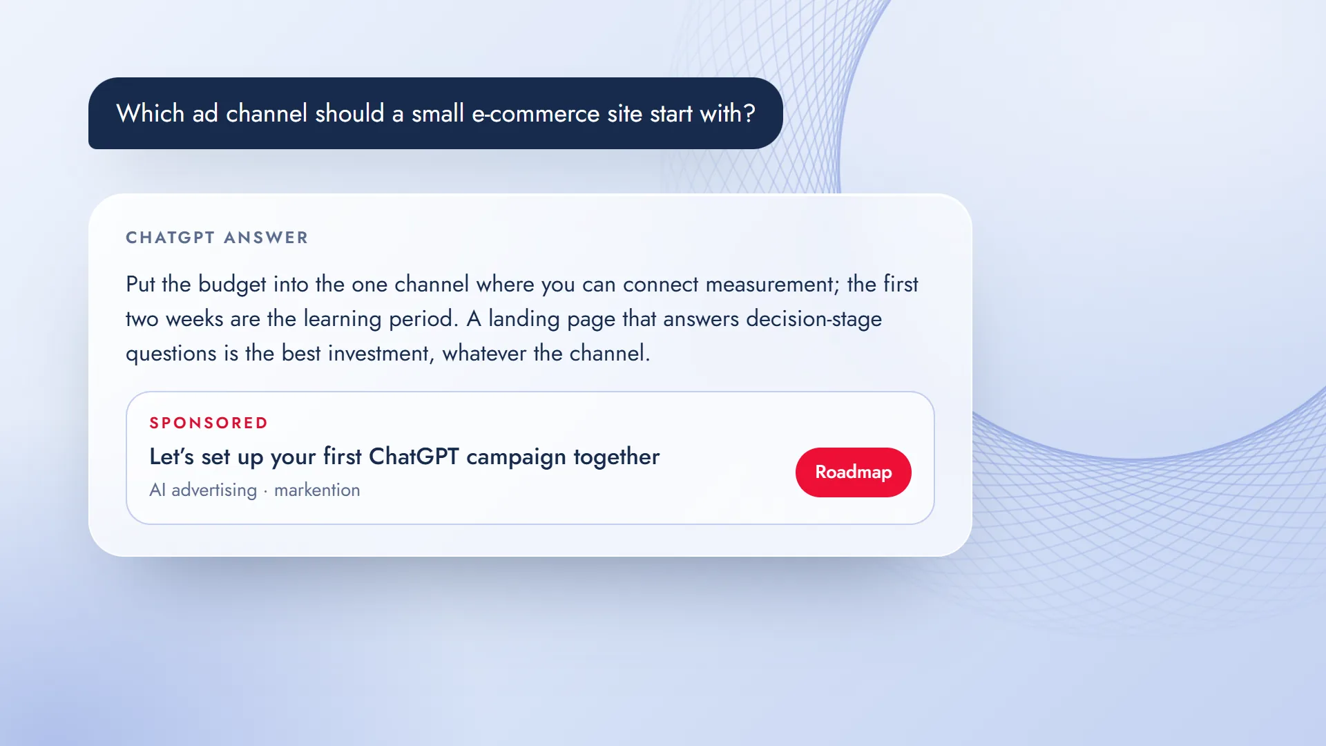 A ChatGPT answer with an ad unit labeled Sponsored below it