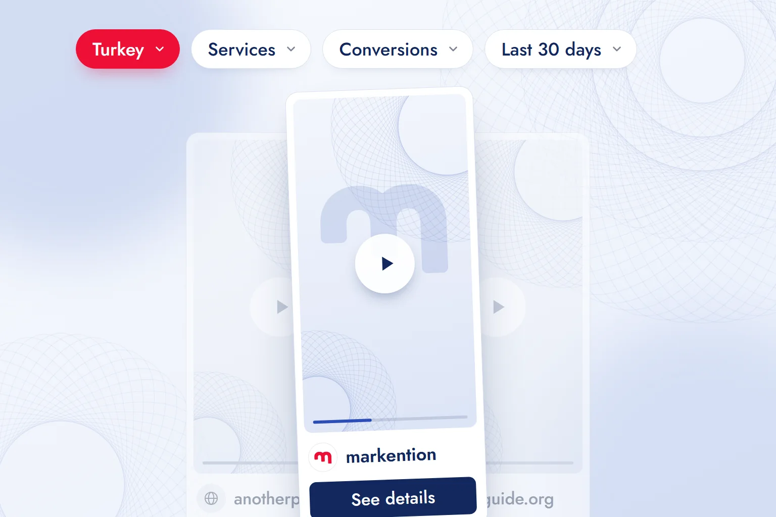 Top Ads in TikTok Creative Center with region, industry and objective filters selected and a single vertical ad video card in front.