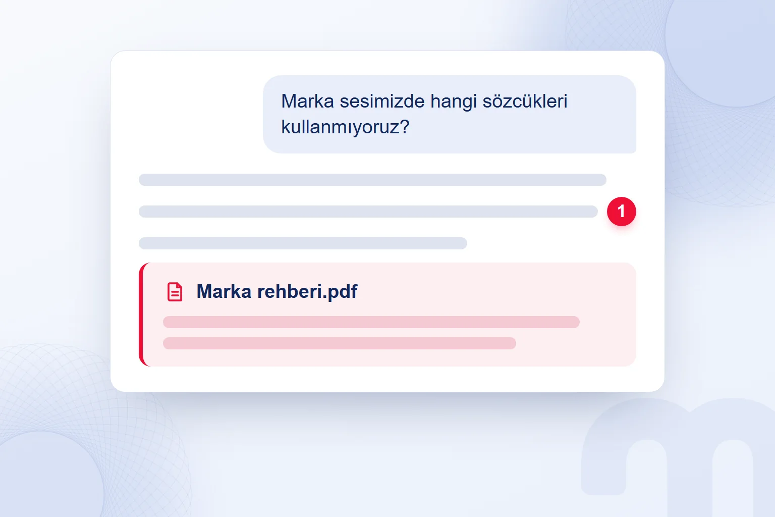 Yanıttaki kaynak işareti açılmış: bilginin alındığı marka rehberi bölümü görünüyor.