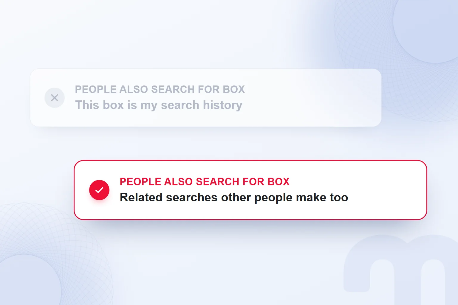 Reading the box as related searches other people make too, rather than as personal search history.