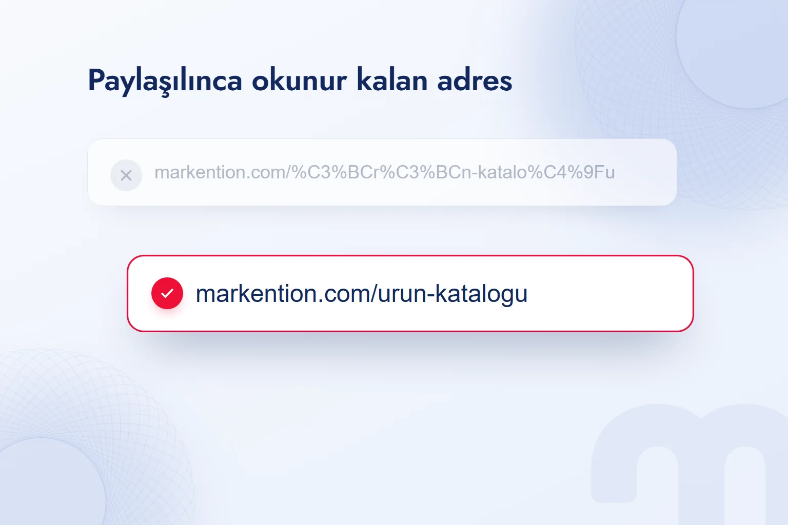Türkçe karakterli adres paylaşınca yüzde kodlarına dönüşüyor; Latin harfli slug okunur kalıyor.