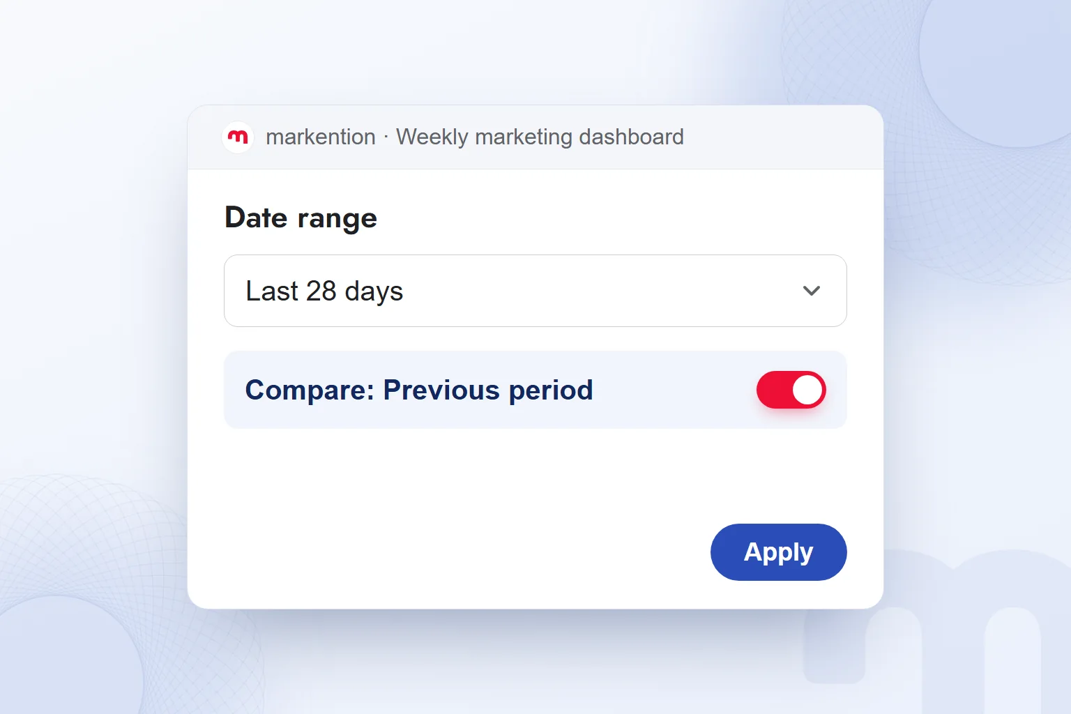 A date range picker with comparison to the previous period switched on.