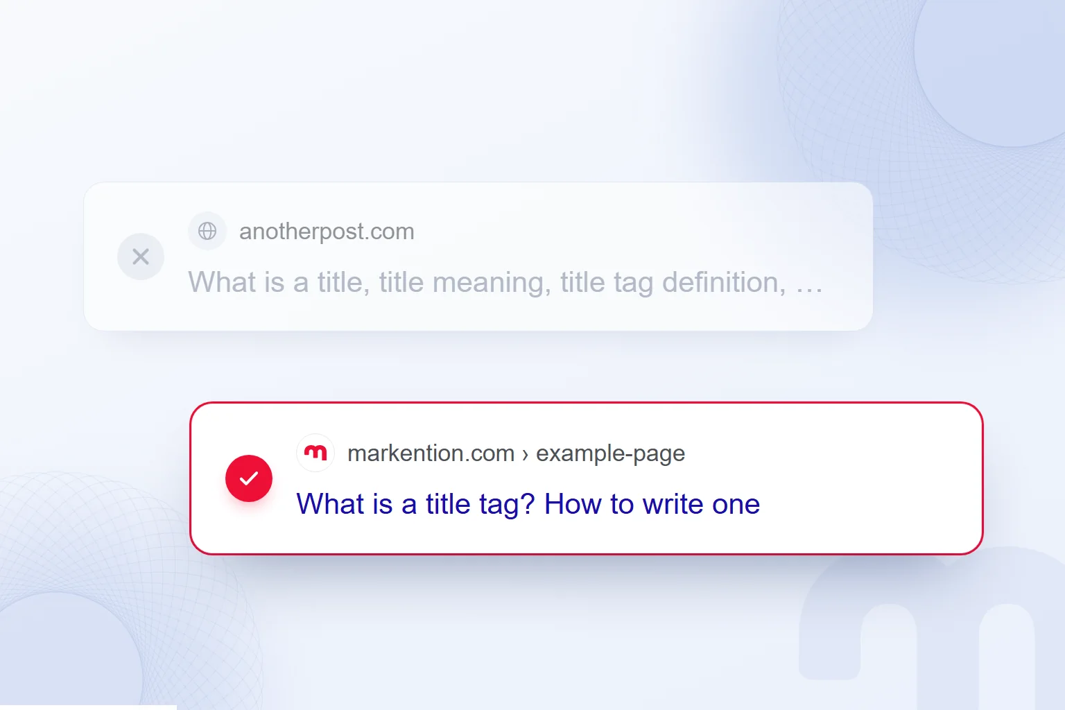 A long search result title is cut off with an ellipsis, while a concise, descriptive title appears in full.