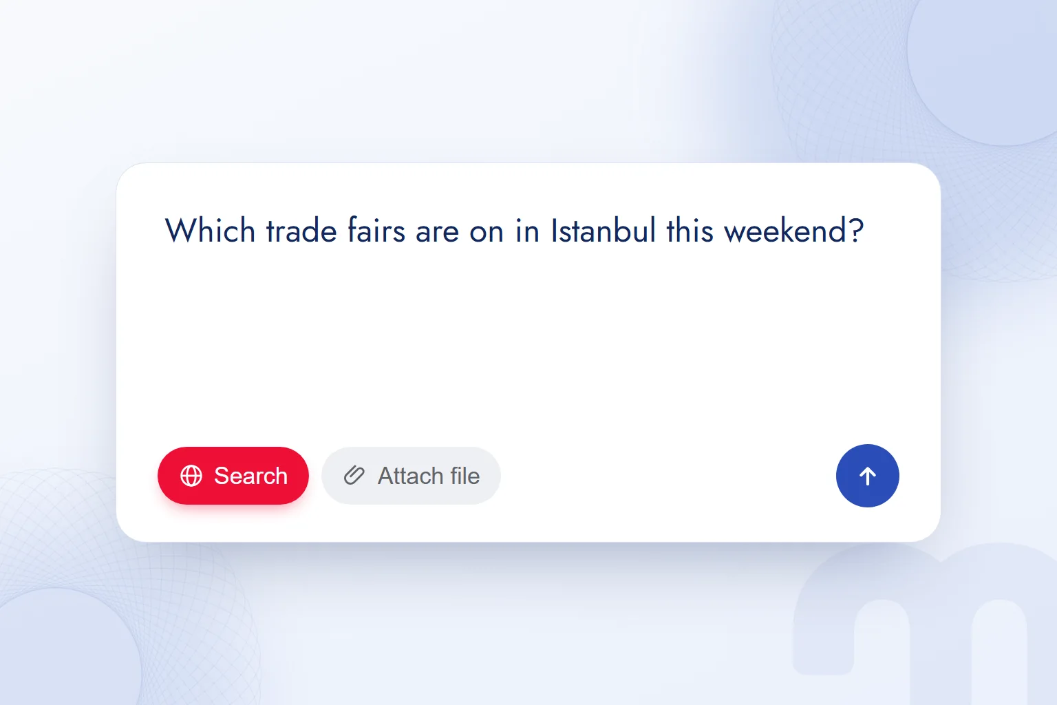 A chat input box with web search turned on, for a question that needs current information.