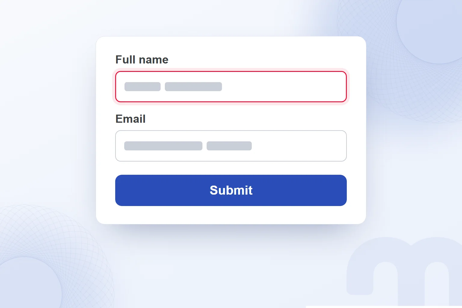 In the recording, the content of the form fields is masked.