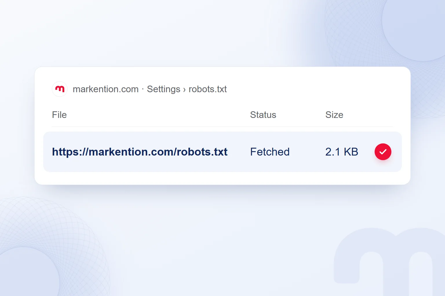The Search Console robots.txt report shows the markention.com file as fetched.