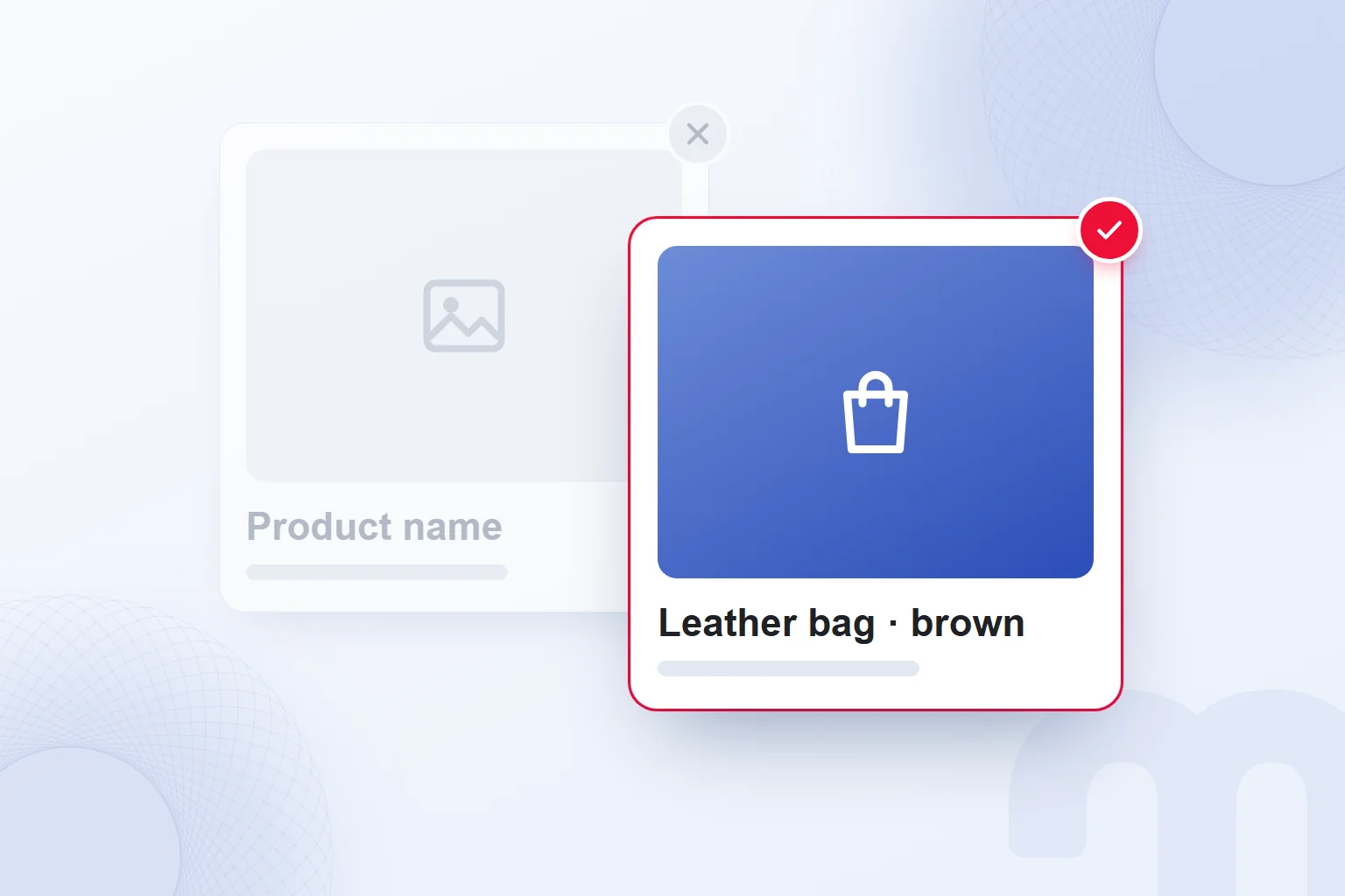 A product card left with theme demo content, replaced by a card with a real photo and description.