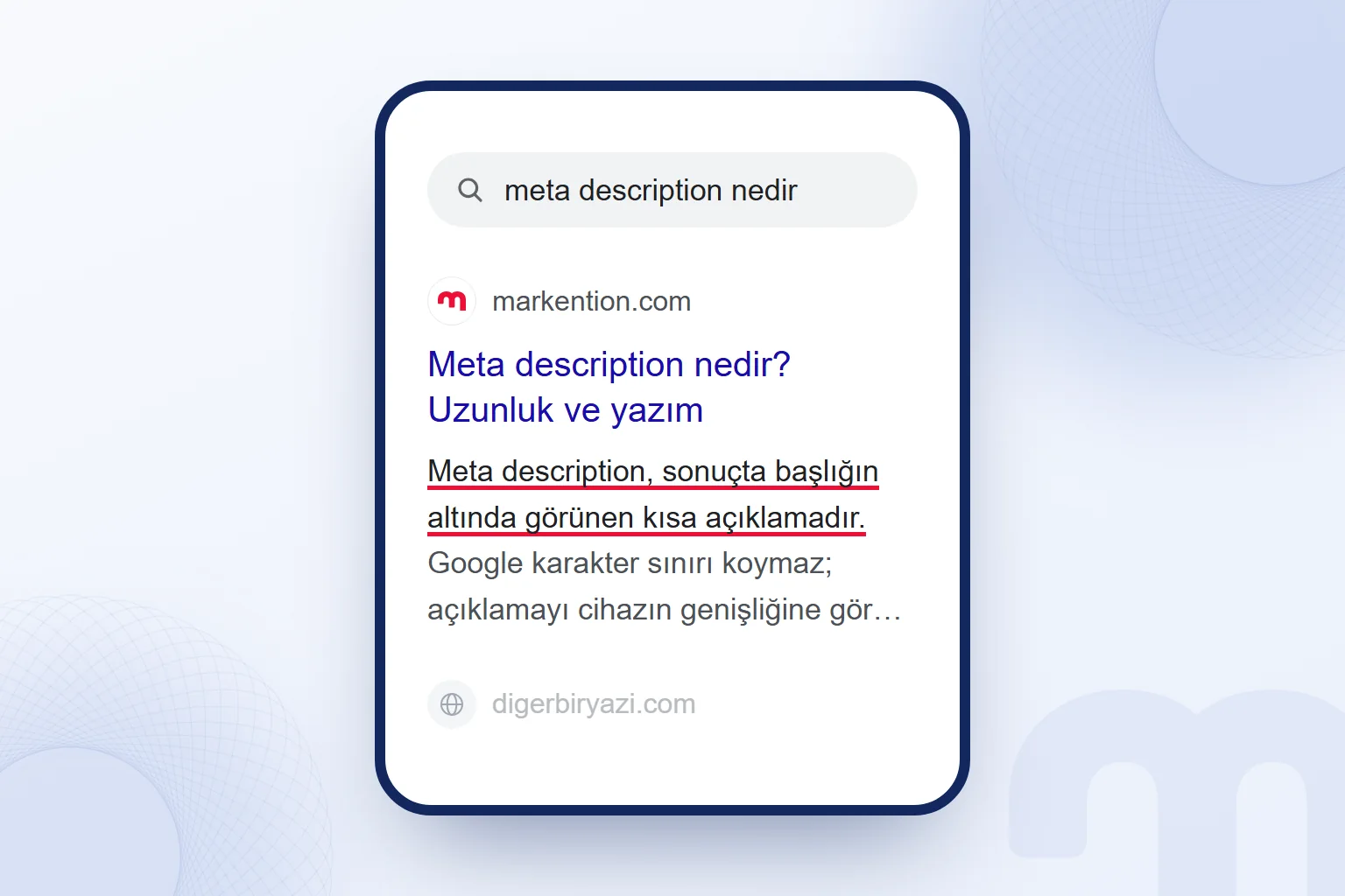 Mobil arama sonucunda açıklama cihaz genişliğine göre kesiliyor; ana bilgi ilk cümlede.