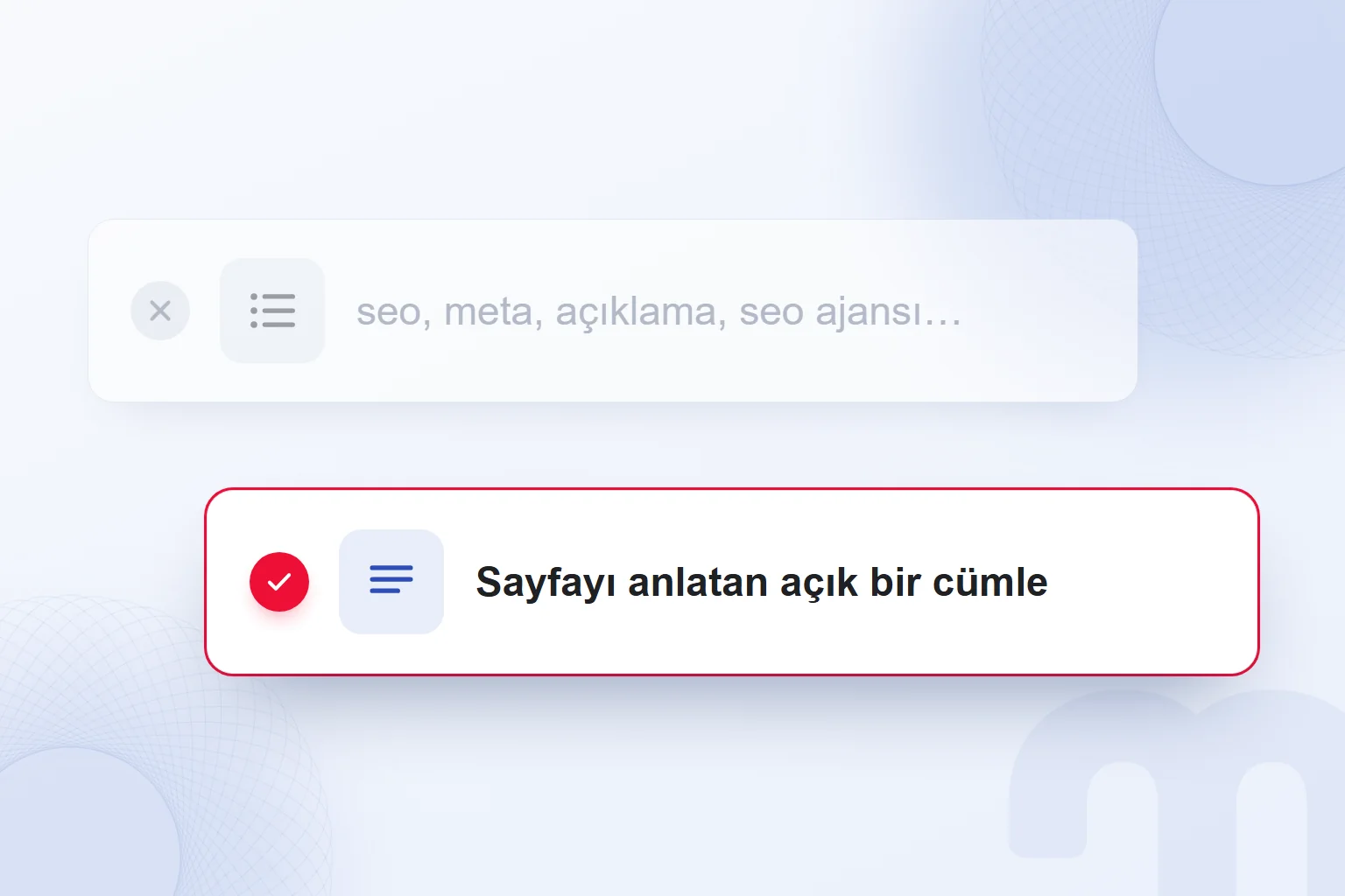 Anahtar kelime listesi yerine sayfayı anlatan açık bir cümle.