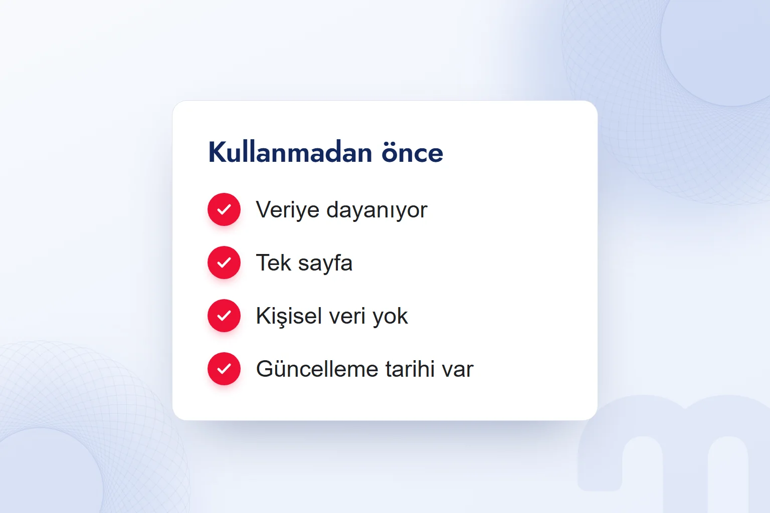 Personayı kullanmadan önce kontrol: veriye dayanıyor, tek sayfa, kişisel veri yok, güncelleme tarihi var.