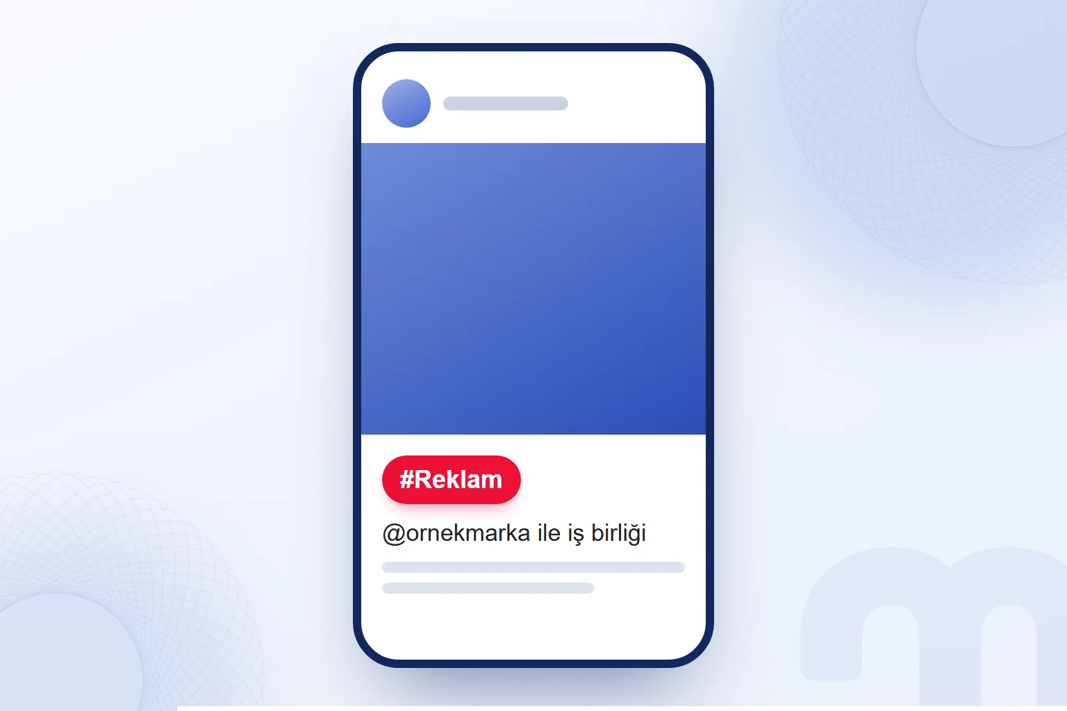 Etkileyici paylaşımında reklam etiketi: #Reklam ve iş birliği satırı.