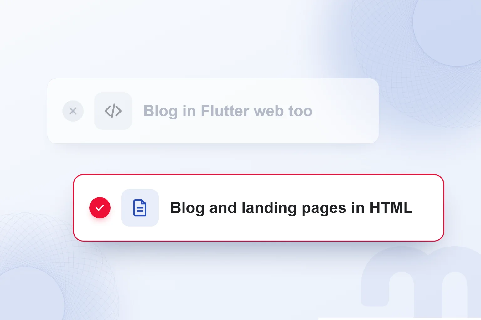 The app in Flutter, the landing and blog pages in HTML.