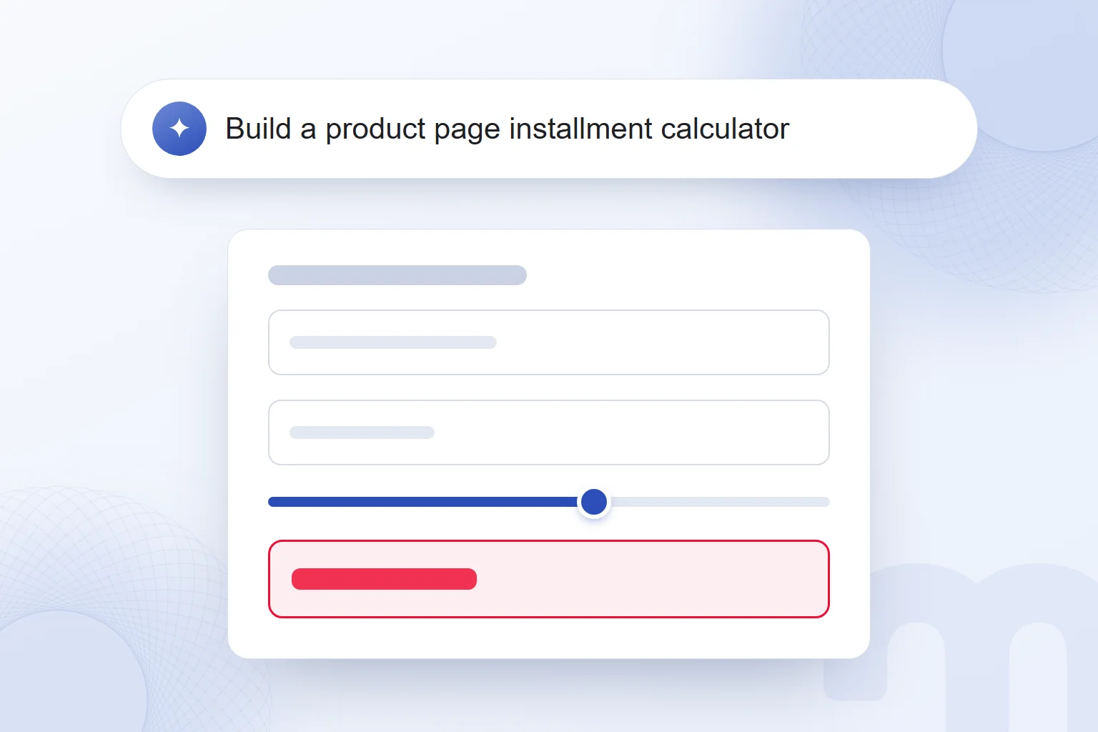 A plain-language request and, below it, the calculator preview it produces.
